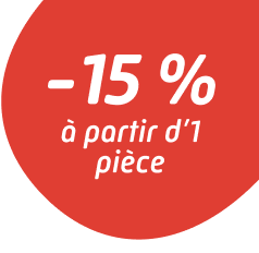 -15 % à partir d'1 pièce