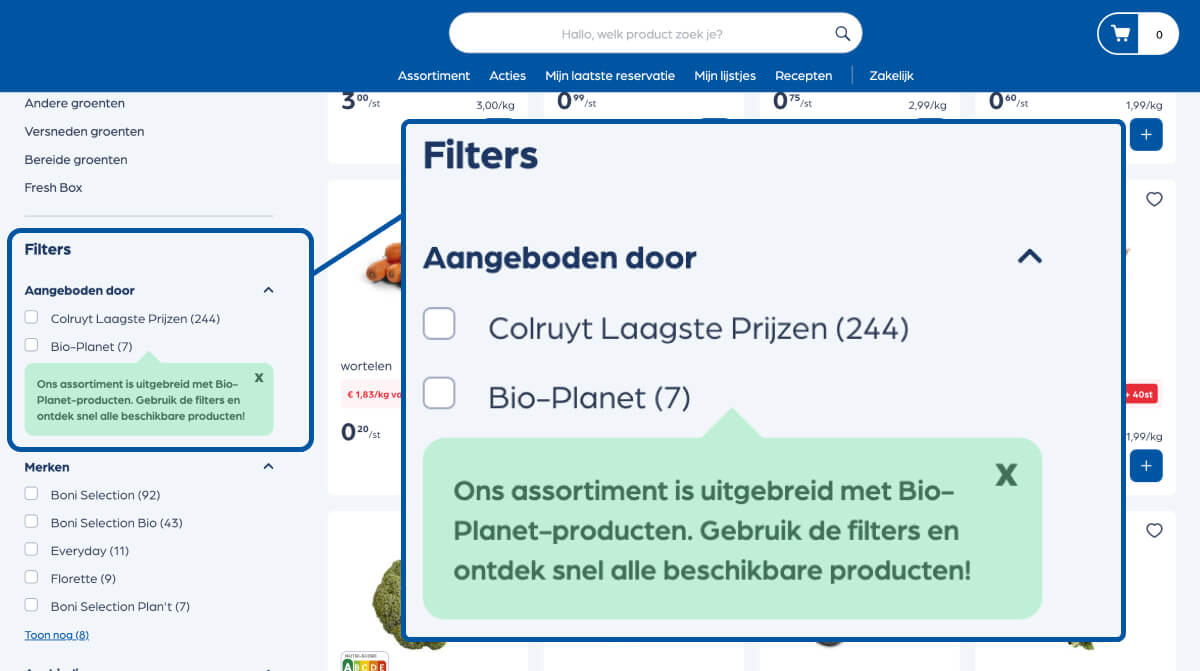 Colruyt en Bio-Planet in 1 bestelling | Collect&Go