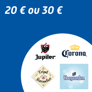 20 € ou 30 € de bières Jupiler, Stella, Corona, Hoegaarden et/ou Karmeliet