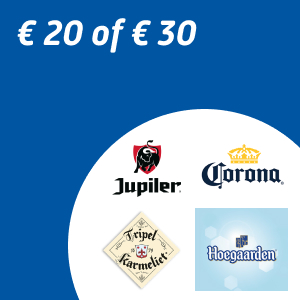 € 20 of € 30 aan Jupiler, Stella, Corona, Hoegaarden en/of Karmeliet