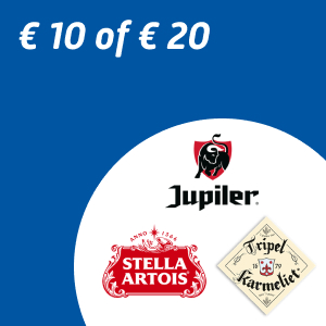 € 10 of € 20 aan Jupiler, Stella Artois en/of Tripel Karmeliet